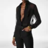 Seidenchiffonhemd mit Plastron