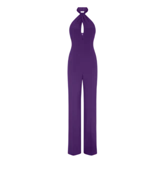 Seidenjumpsuit mit Neckholder und gedrehtem Vorderteil