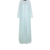 Seidenkaftan mit Rundhalsausschnitt und Lederdetails