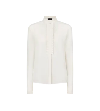 Seidenkrepp-Shirt mit Plissee-Details