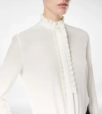 Seidenkrepp-Shirt mit Plissee-Details