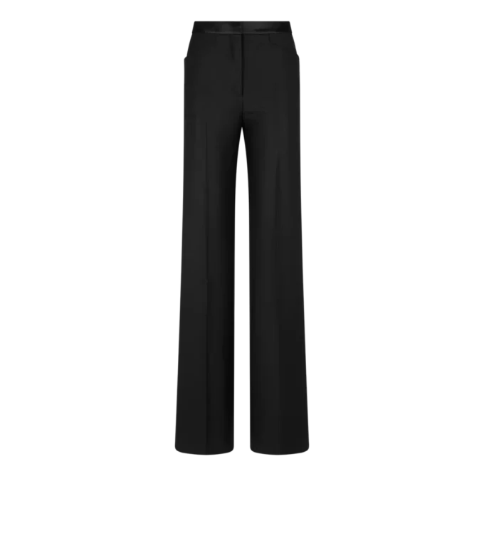 Seidenmischung-Twill-Smokinghose mit Bootcut-Schnitt Seidenmischung-Twill-Smokinghose mit Bootcut-Schnitt
