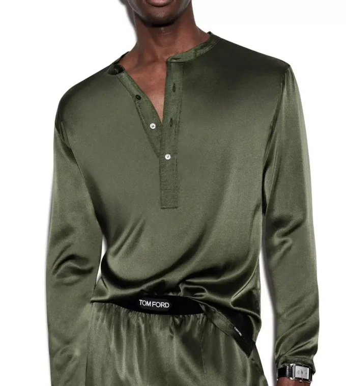 Seidenpyjama-Henley 