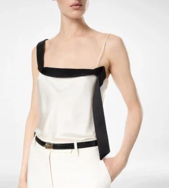 Seidensatin-Camisole-Top mit Smokingband