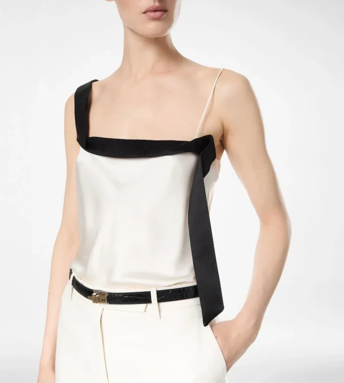Seidensatin-Camisole-Top mit Smokingband