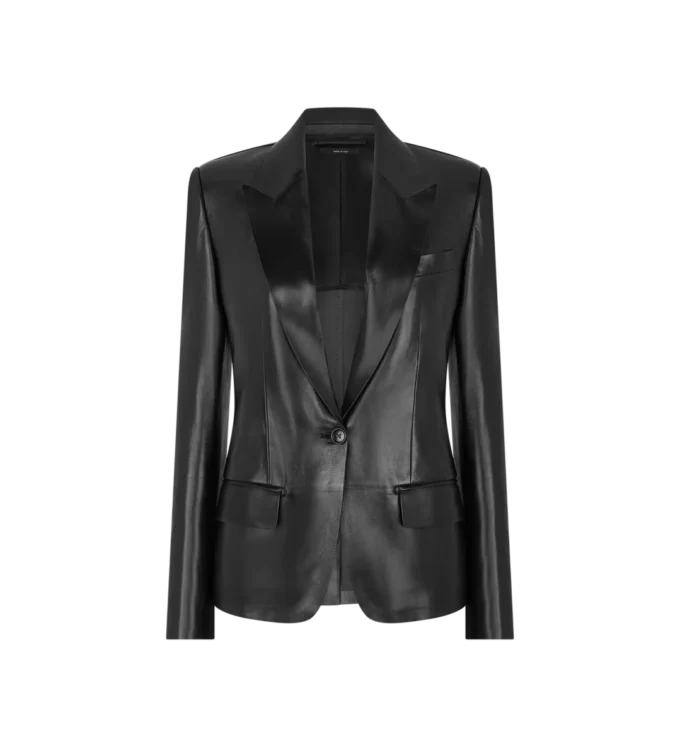 Seidige Guanteria-Lederjacke mit Einreiher Seidige Guanteria-Lederjacke mit Einreiher