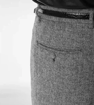 Sharkskin-Hose mit Fischgrätenmuster und doppelter Teilbarkeit