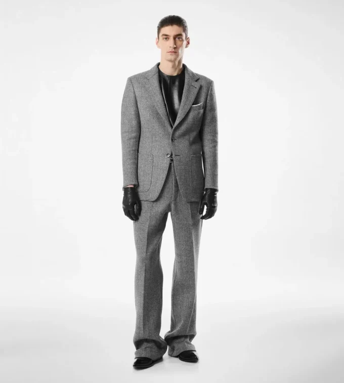 Sharkskin-Hose mit Fischgrätenmuster und doppelter Teilbarkeit Sharkskin-Hose mit Fischgrätenmuster und doppelter Teilbarkeit