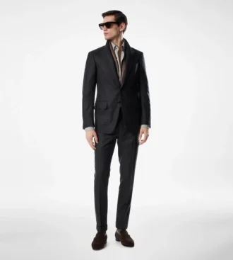 Shelton-Jacke mit Fischgrätenmuster