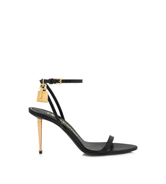 Shiny Leather Padlock Pointy Naked Sandal 85 mm
