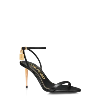 Shiny Leather Padlock Pointy Naked Sandal 85 mm