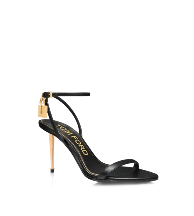 Shiny Leather Padlock Pointy Naked Sandal 85 mm Shiny Leather Padlock Pointy Naked Sandal 85 mm