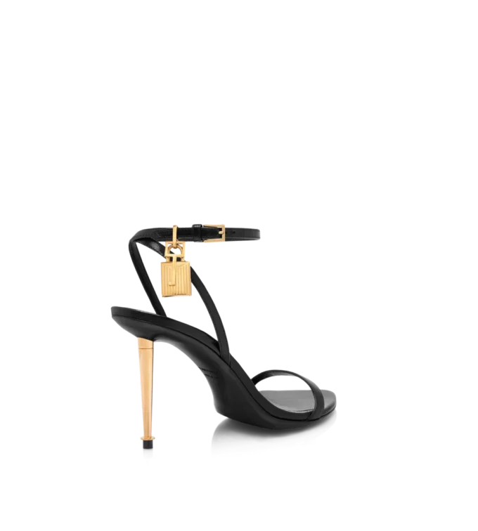 Shiny Leather Padlock Pointy Naked Sandal 85 mm Shiny Leather Padlock Pointy Naked Sandal 85 mm