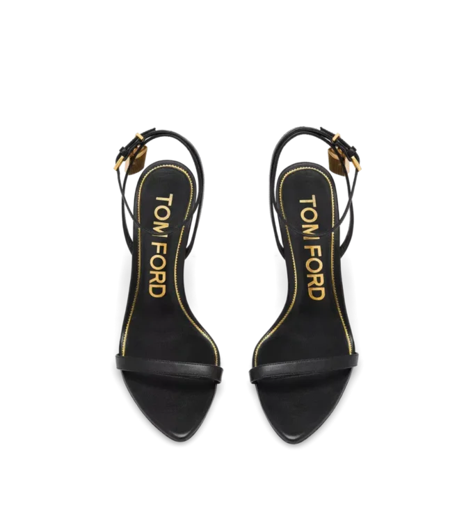Shiny Leather Padlock Pointy Naked Sandal 85 mm Shiny Leather Padlock Pointy Naked Sandal 85 mm