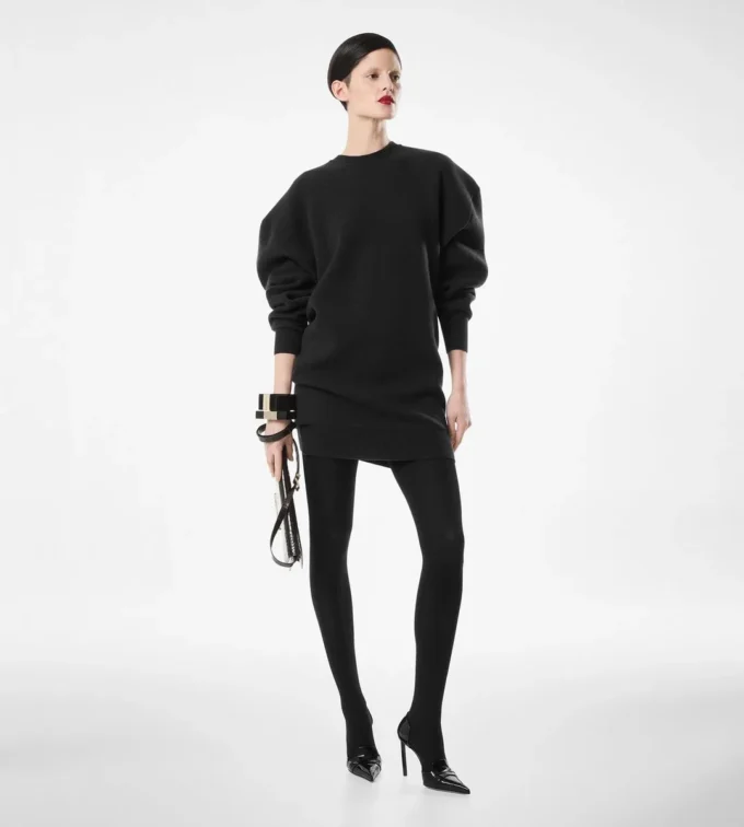 Skulpturales Sweatshirt-Minikleid aus Wolle und Kaschmir Skulpturales Sweatshirt-Minikleid aus Wolle und Kaschmir