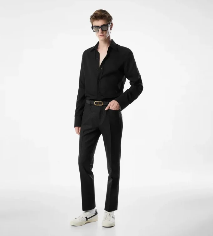 Slim Fit Hemd aus Kreppsatin