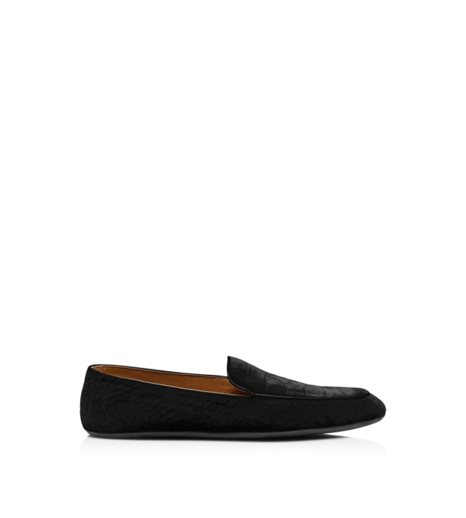 Slipper aus geprägtem Krokodilleder-Samt Slipper aus geprägtem Krokodilleder-Samt