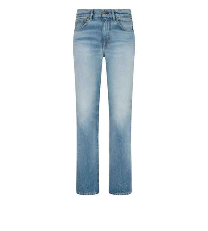 Stonewashed-Jeanshose mit geradem Schnitt Stonewashed-Jeanshose mit geradem Schnitt