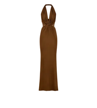 Stretch-Jersey-Abendkleid mit gekreuztem Ausschnitt