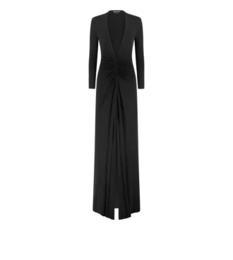 Stretch-Jersey-Abendkleid mit tiefem V-Ausschnitt