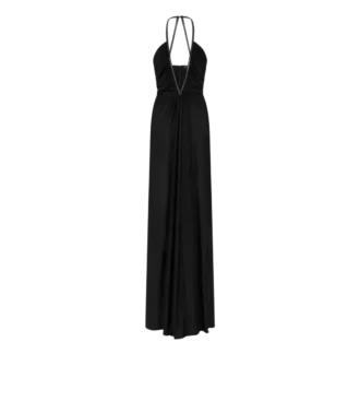 Stretch-Jersey-Abendkleid mit tiefem V-Ausschnitt