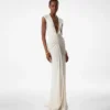 Stretch-Jersey-Abendkleid mit tiefem V-Ausschnitt