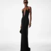 Stretch-Jersey-Abendkleid mit tiefem V-Ausschnitt Stretch-Jersey-Abendkleid mit tiefem V-Ausschnitt