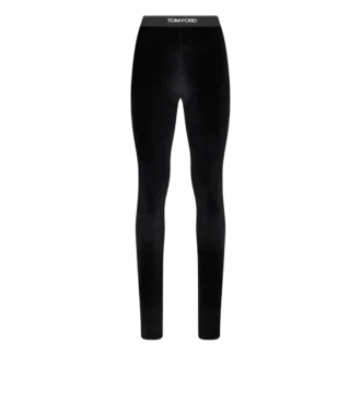 Stretch-Leggings aus glänzendem Velours Stretch-Leggings aus glänzendem Velours