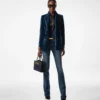 Stretch-Raw-Denim-Hose mit ausgestelltem Bein