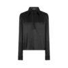 Stretch-Seidensatin-Polo mit tonalem TF-Sticklogo