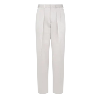 Strukturierte Hose aus peachiertem Satin mit doppelter Falte