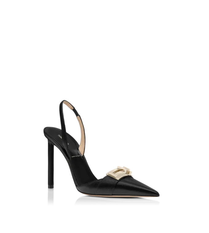 Supple Grain Leather T Latch Slingback Supple Grain Leather T Latch Slingback
