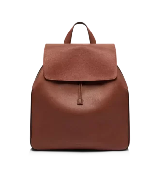 T-Line-Rucksack mit Klappe aus genarbtem Leder