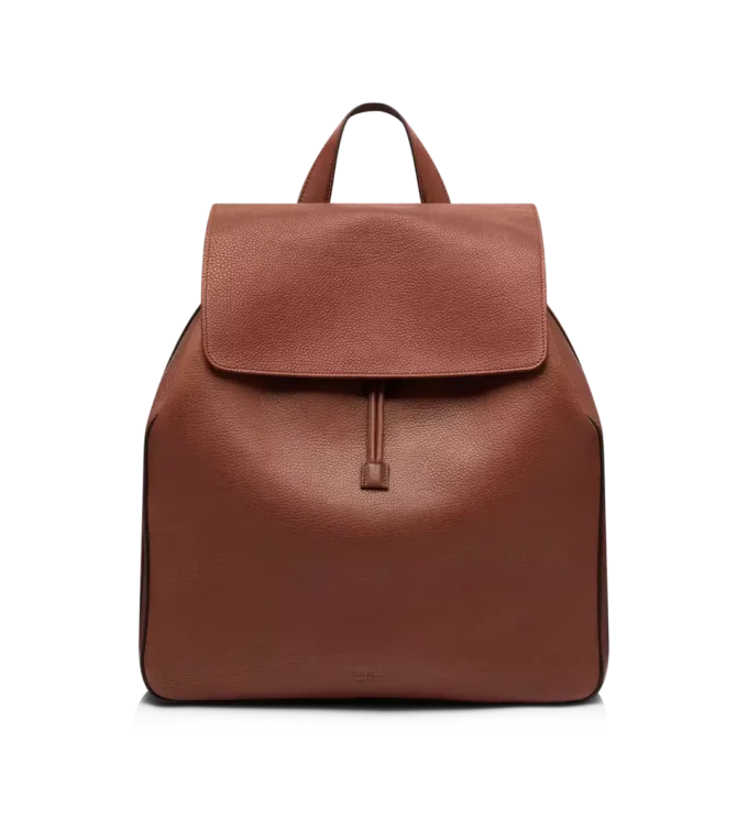T-Line-Rucksack mit Klappe aus genarbtem Leder T-Line-Rucksack mit Klappe aus genarbtem Leder