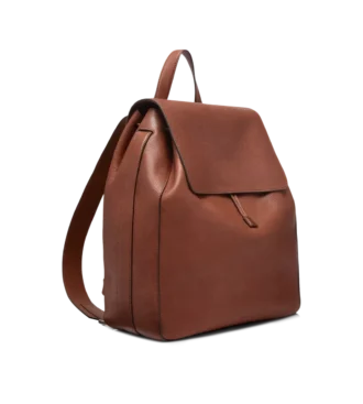 T-Line-Rucksack mit Klappe aus genarbtem Leder