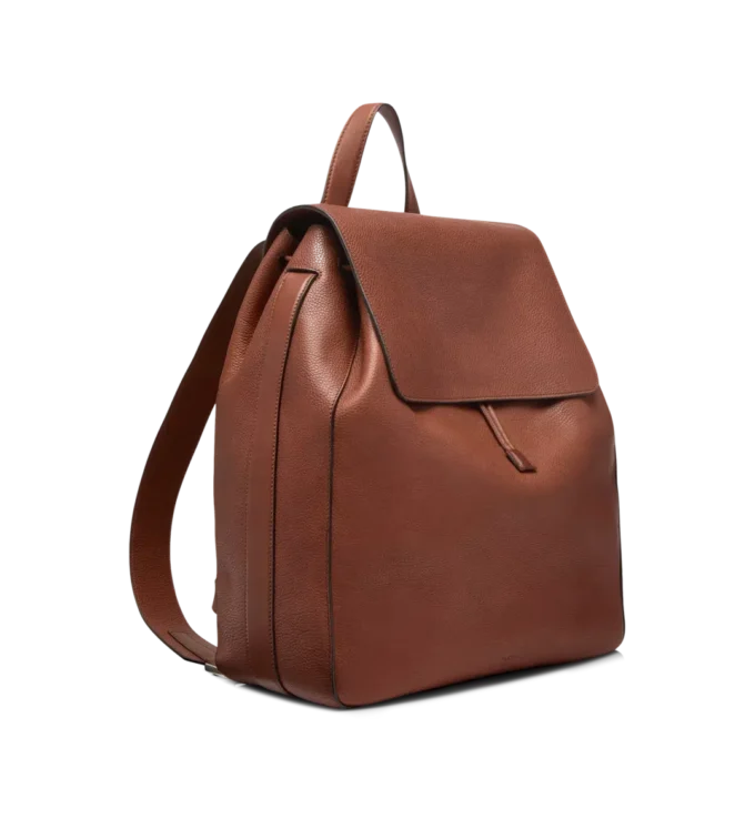T-Line-Rucksack mit Klappe aus genarbtem Leder T-Line-Rucksack mit Klappe aus genarbtem Leder