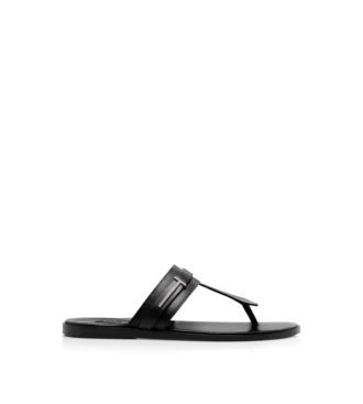T-Sandale aus glattem Leder T-Sandale aus glattem Leder
