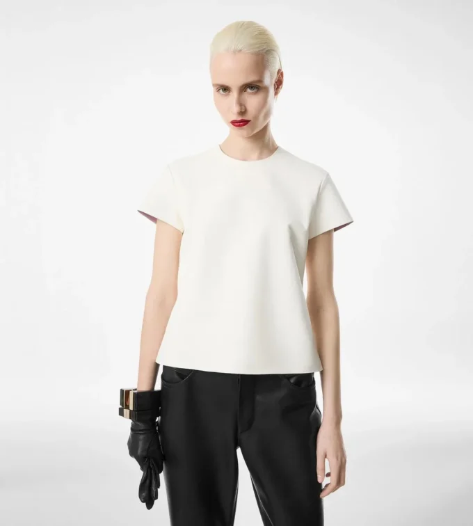 T-Shirt aus Nappa Lux und gewaschenem Duchesse T-Shirt aus Nappa Lux und gewaschenem Duchesse