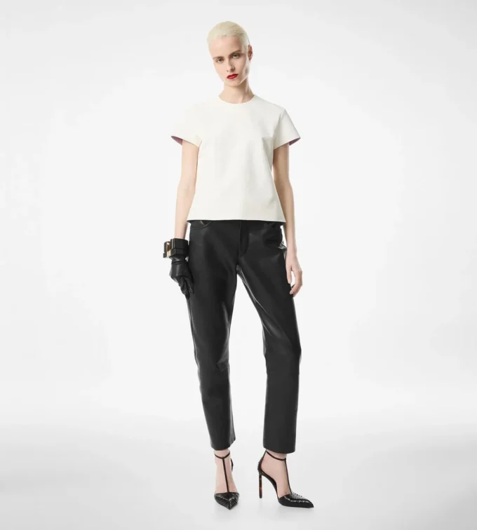 T-Shirt aus Nappa Lux und gewaschenem Duchesse T-Shirt aus Nappa Lux und gewaschenem Duchesse