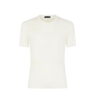 T-Shirt mit Rundhalsausschnitt und Rippstrick