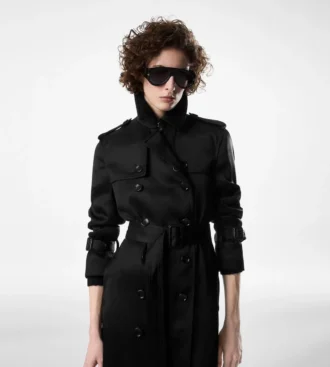 Trenchcoat mit Lederunterkragen