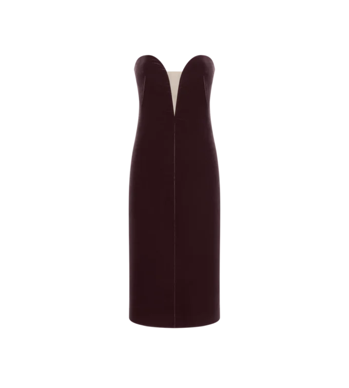 Trägerloses Cocktailkleid aus Samt Trägerloses Cocktailkleid aus Samt