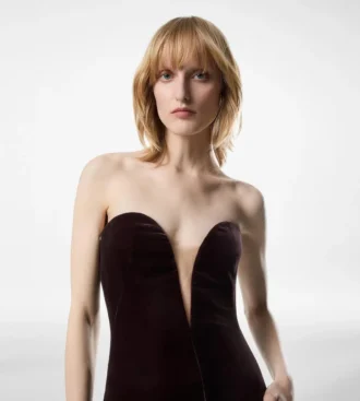 Trägerloses Cocktailkleid aus Samt