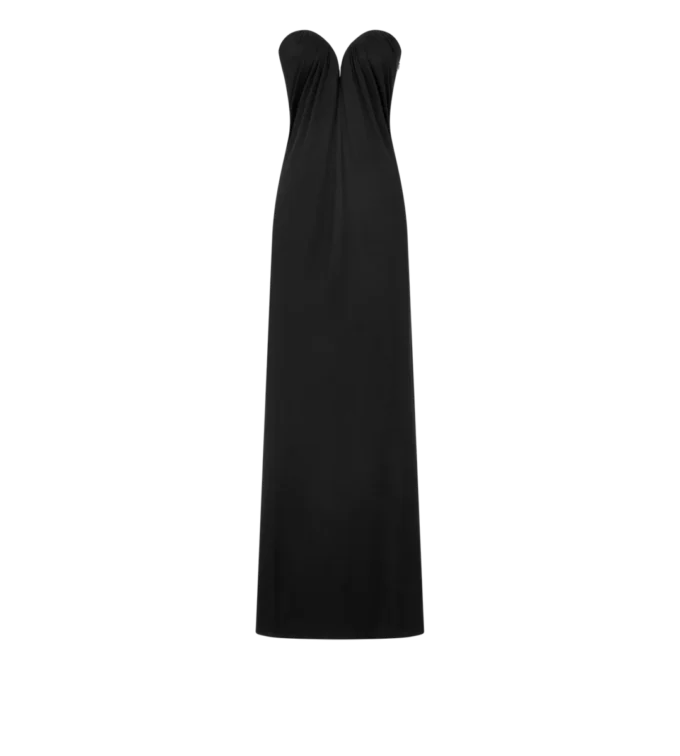 Trägerloses, drapiertes Abendkleid