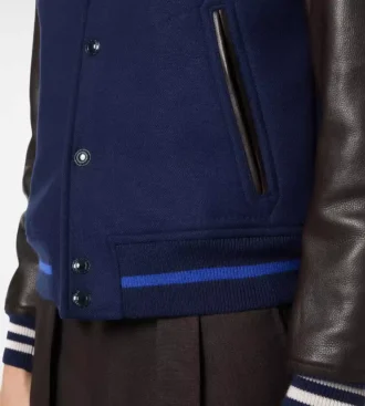 Varsity-Bomberjacke mit Lederärmeln