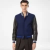 Varsity-Bomberjacke mit Lederärmeln