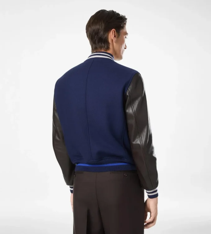 Varsity-Bomberjacke mit Lederärmeln