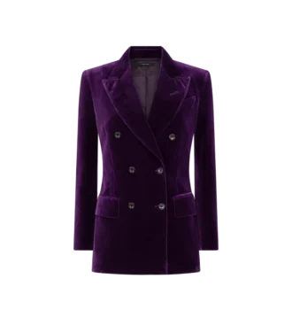 Wallis Zweireihige Samtjacke mit Spitzkragen