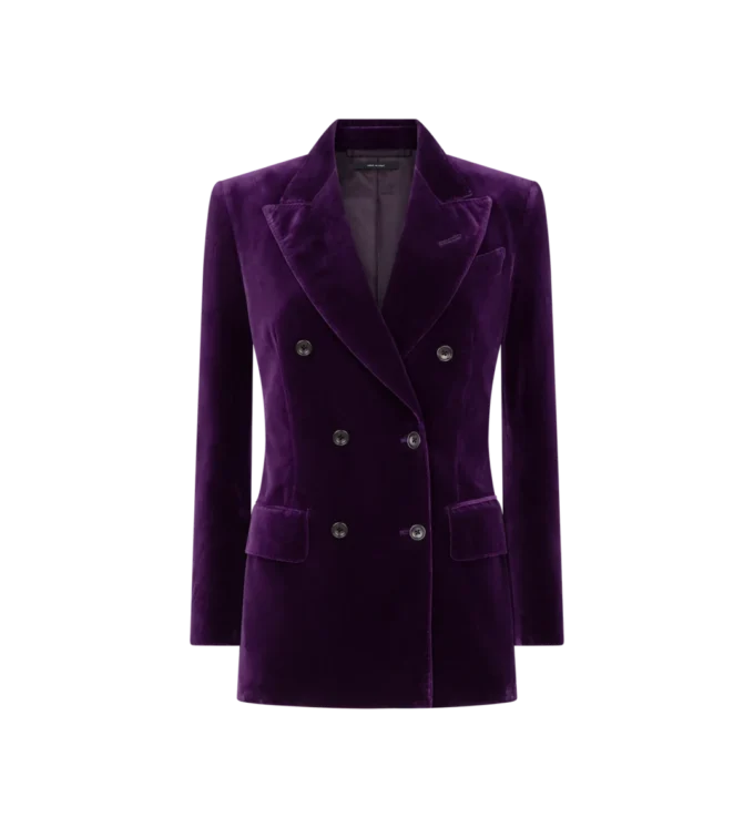 Wallis Zweireihige Samtjacke mit Spitzkragen Wallis Zweireihige Samtjacke mit Spitzkragen