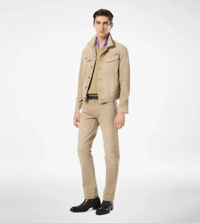 Washed Sand Icon Denim Jacke
